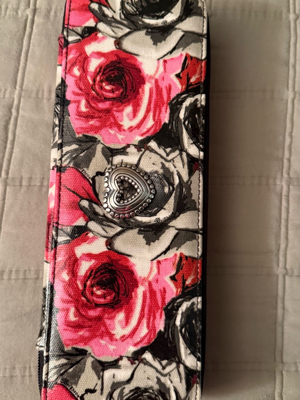 Brighton Floral Heart Wallet in Pink, Black and White